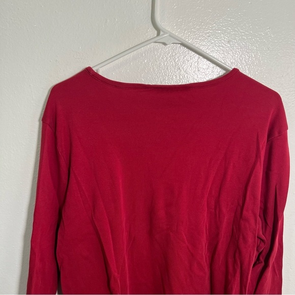 Karen Scott Boatneck T-Shirt Red Embroidered Floral L - Picture 7 of 9